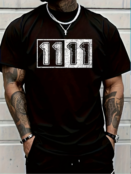 Men's Graphic T-Shirt Vintage Distressed Digits In Bold Print Featuring Number