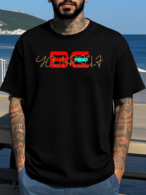 Men's Graphic T-Shirt Colorful Handwritten Be Yourself Summer Beachline T Shirt