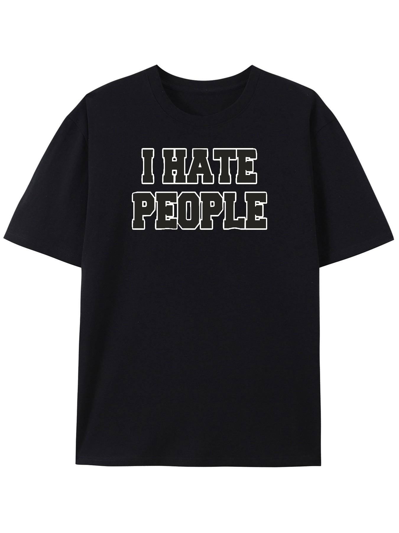 Men's Graphic T-Shirt I Hate People Bold White Outline Lettering Statement T Shirt