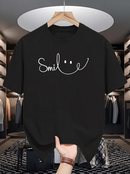 Men's Graphic T-Shirt Smile With Whimsical Handwritten Letters Forming A Smiling Face