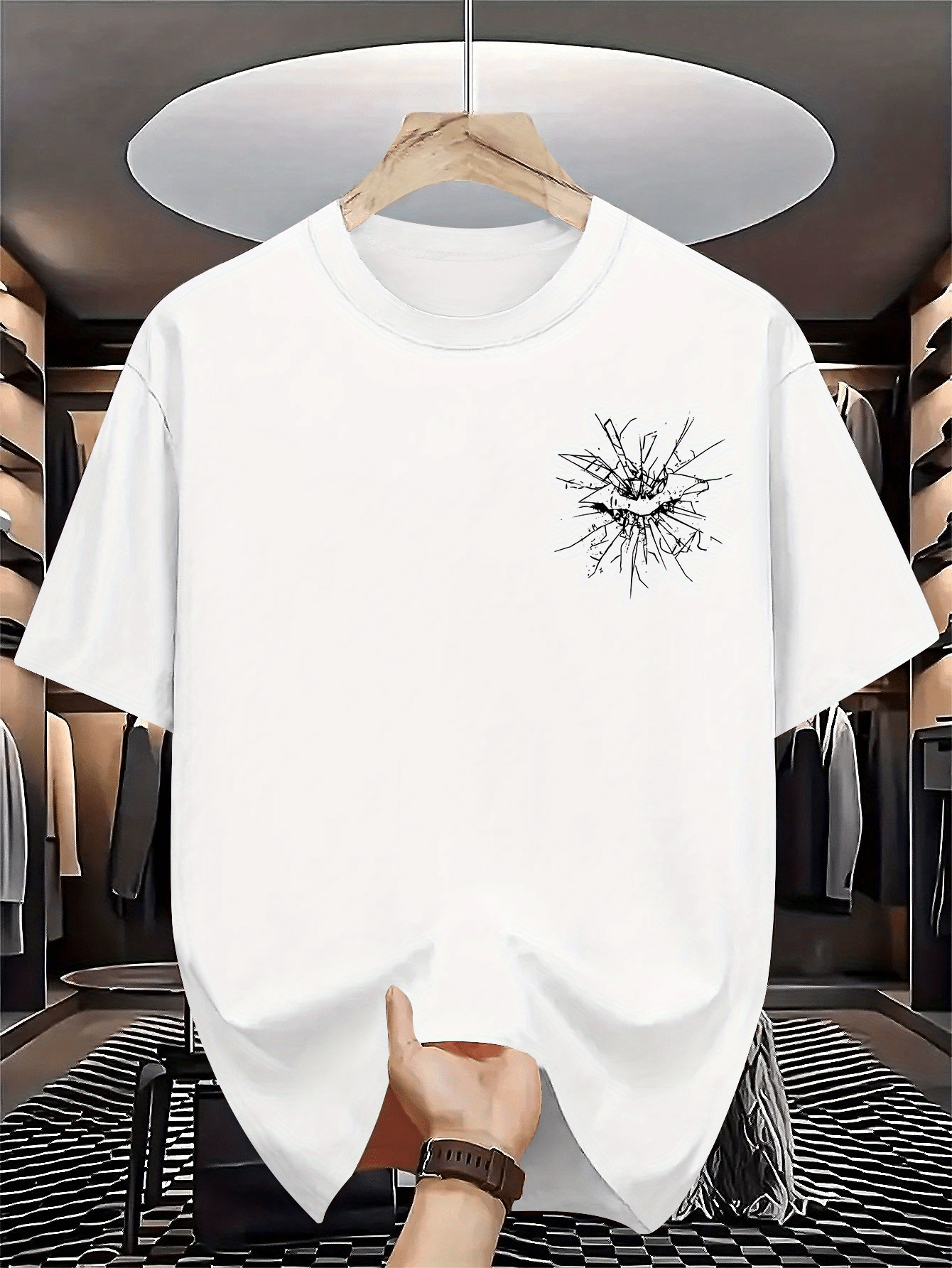 Men's Graphic T-Shirt Abstract Black Ink Splatter With Layers Swirling On Clean Canvas T Shirt