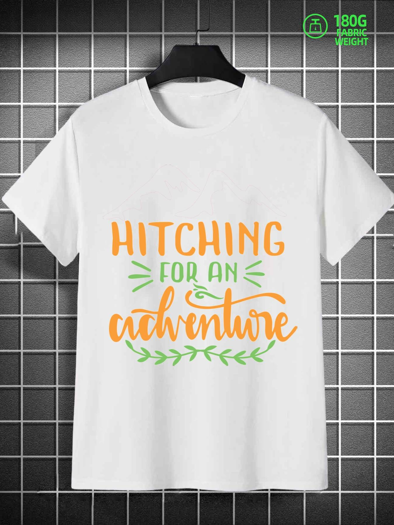 Men's Graphic T-Shirt Hitching For An Exciting Journey With Adventure Inspired Lettering