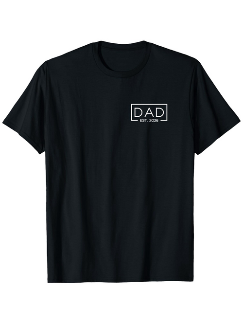 Men's Graphic T-Shirt Dad Est 2020 Minimalist Monochrome Typography On Classic Black T Shirt