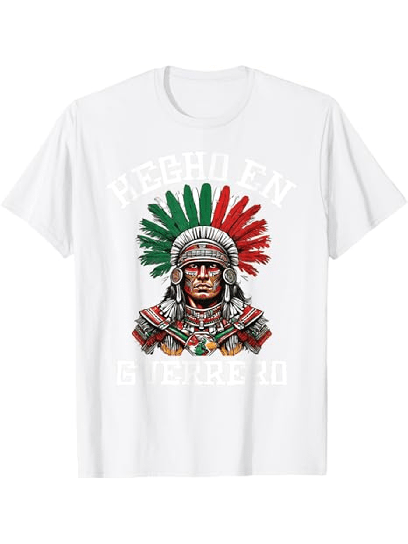 Men's Graphic T-Shirt Hecho En Vibrant Colors And Feathered Headdress Aztec Warrior