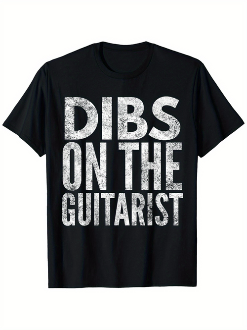 Men's Graphic T-Shirt Dibs On The Guitarist Bold Cracked Texture Graphics On Cotton T Shirt