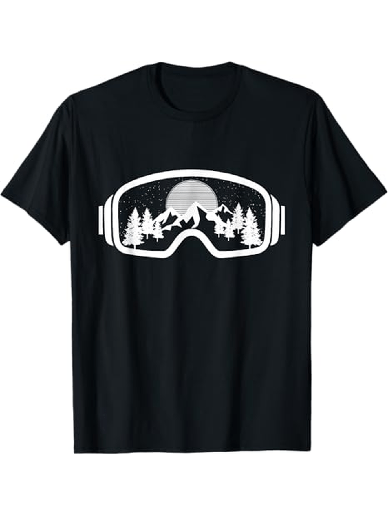 Men's Graphic T-Shirt Mountain Landscape Reflected In Large Ski Goggles Silhouette