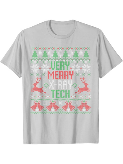 Men's Graphic T-Shirt Very Merry X Ray Tech With Reindeer And Snowflakes Holiday T Shirt
