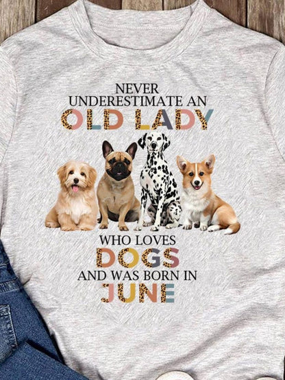 Men's Graphic T-Shirt Never Underestimate An Old Lady Born In June With Loving Cute Dogs