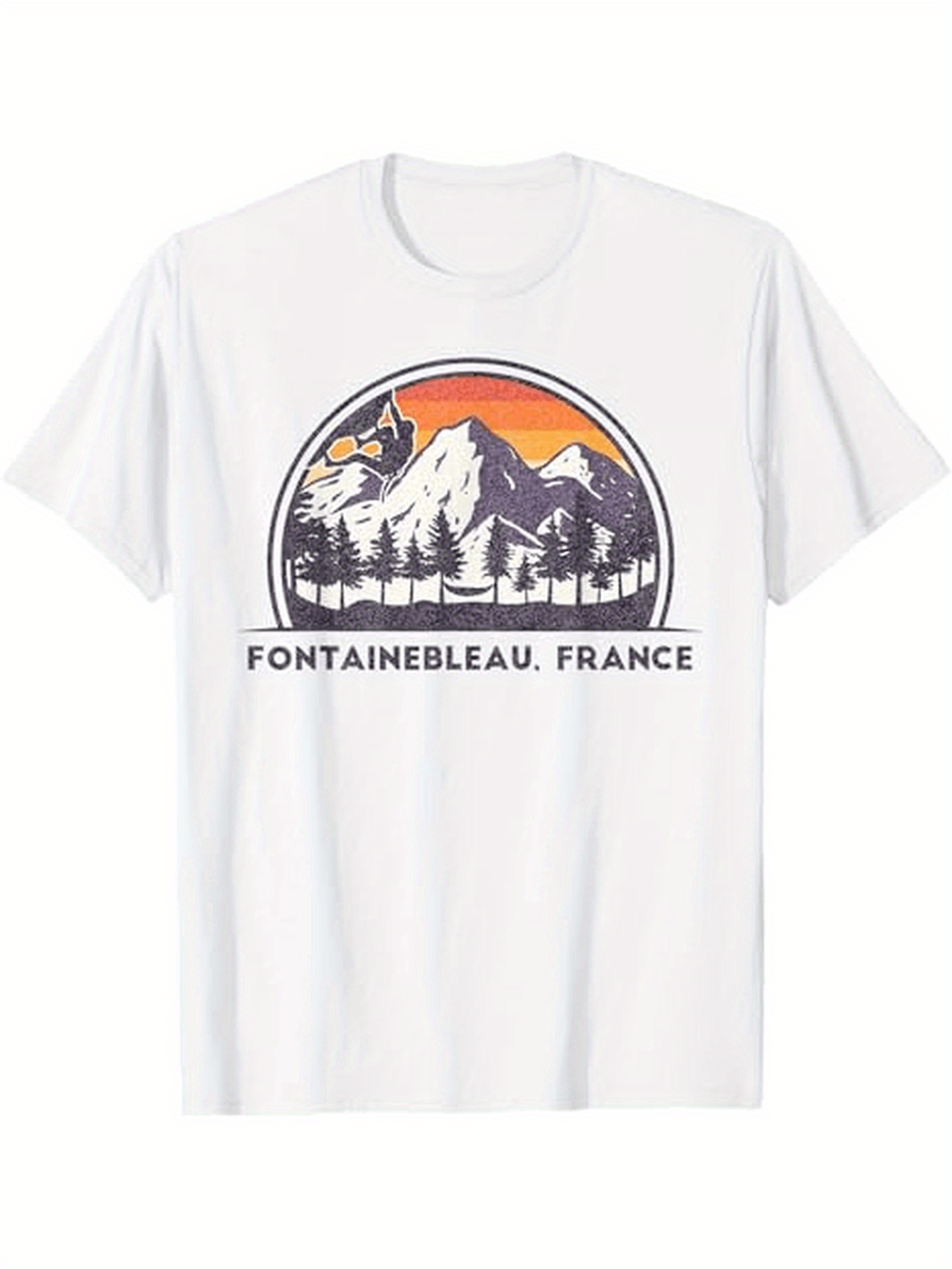 Men's Graphic T-Shirt Fontainebleau France Sunrise Over Snowy Mountain Peaks