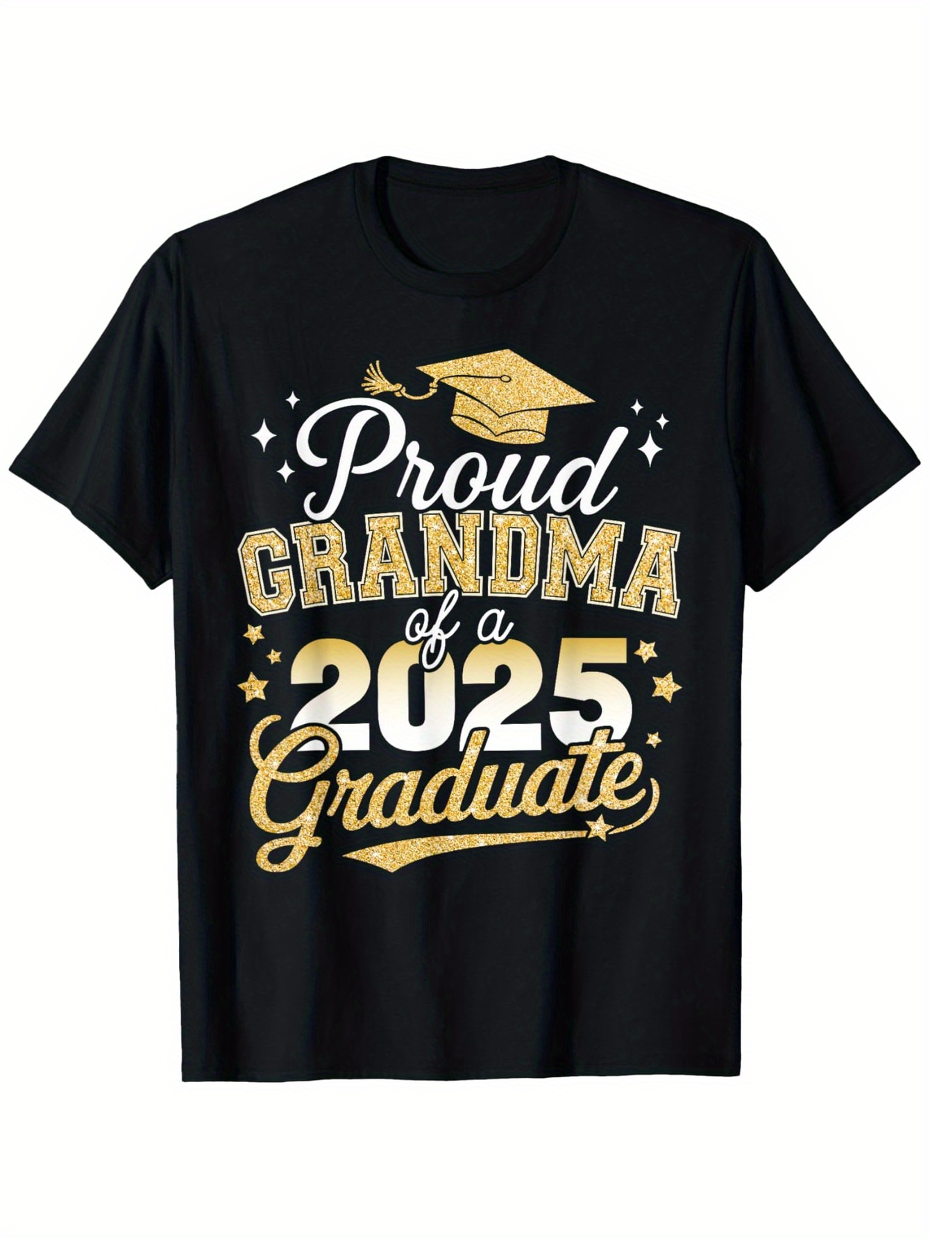 Men's Graphic T-Shirt Proud Grandma Of A 2025 Graduate With Gold Stars Graduation Cap