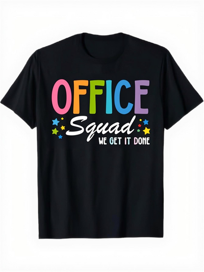 Men's Graphic T-Shirt Office Squad We Get It Done Bright Multicolor Lettering With Tiny Star Accents T Shirt