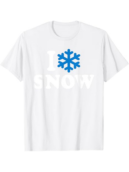 Men's Graphic T-Shirt I Snow Bold White Letters With Blue Winter Snowflake