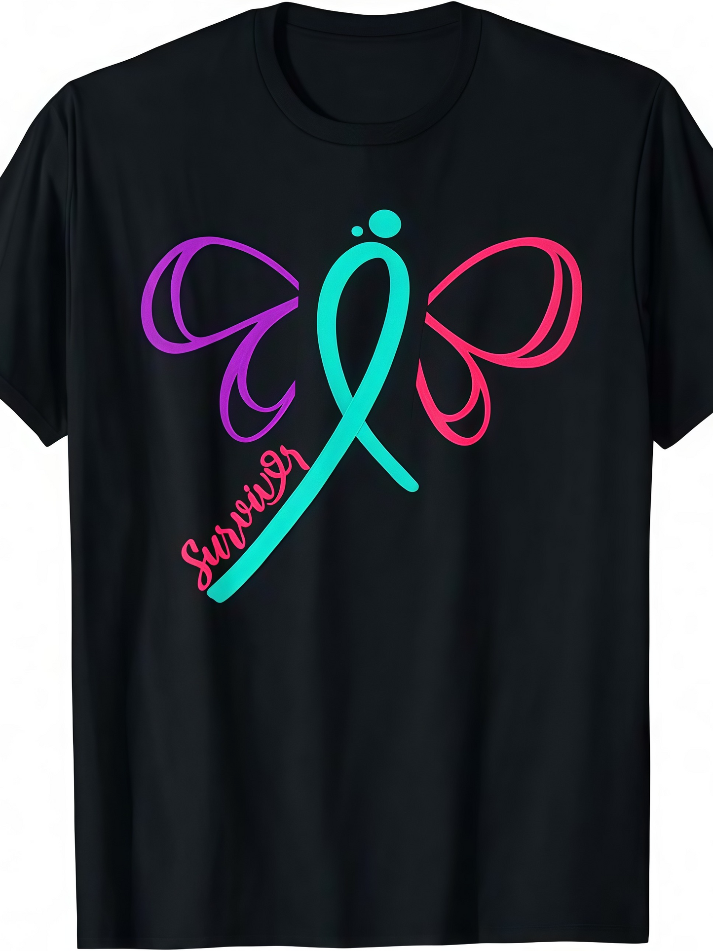Men's Graphic T-Shirt Survivor Colorful Ribbon Butterfly With Inspirational Graphic