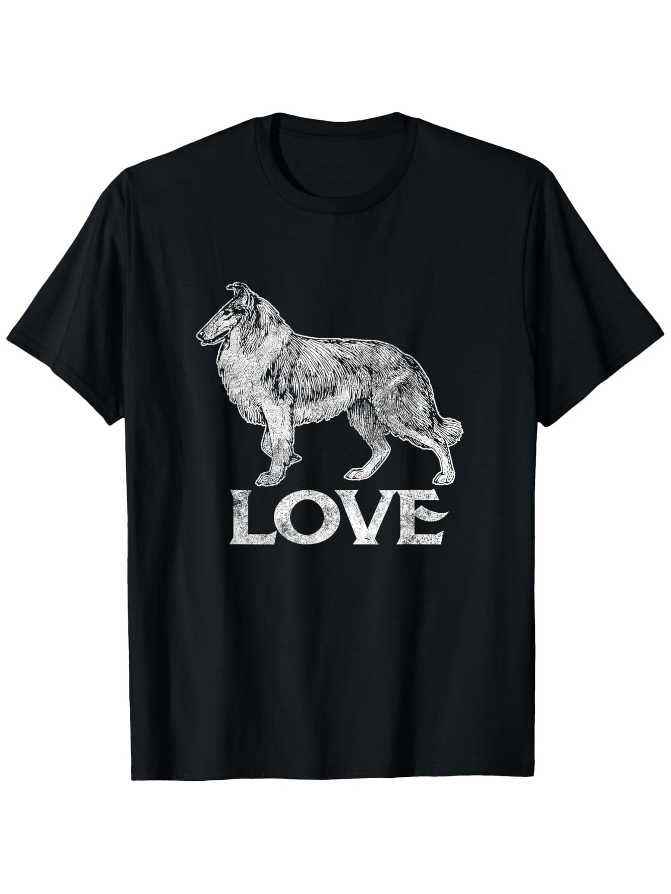 Men's Graphic T-Shirt Love Vintage Sketched Dog With Hand Drawn Style Collie