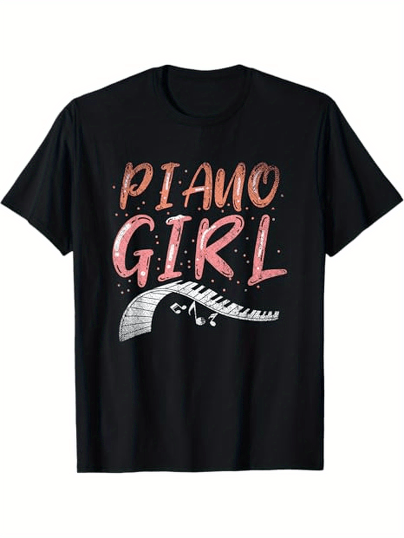 Men's Graphic T-Shirt Piano Girl Artistic Hand Painted Keys With Floating Sparkle Effects Piano