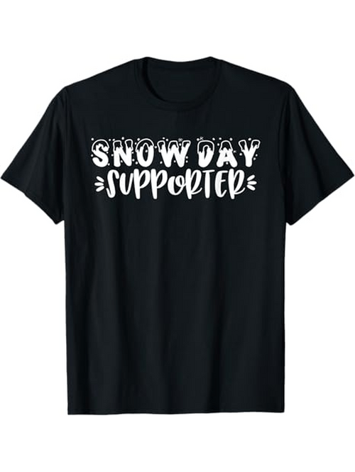 Men's Graphic T-Shirt Snow Day Supporter Whimsical Bold Decorative White Lettering T Shirt Print