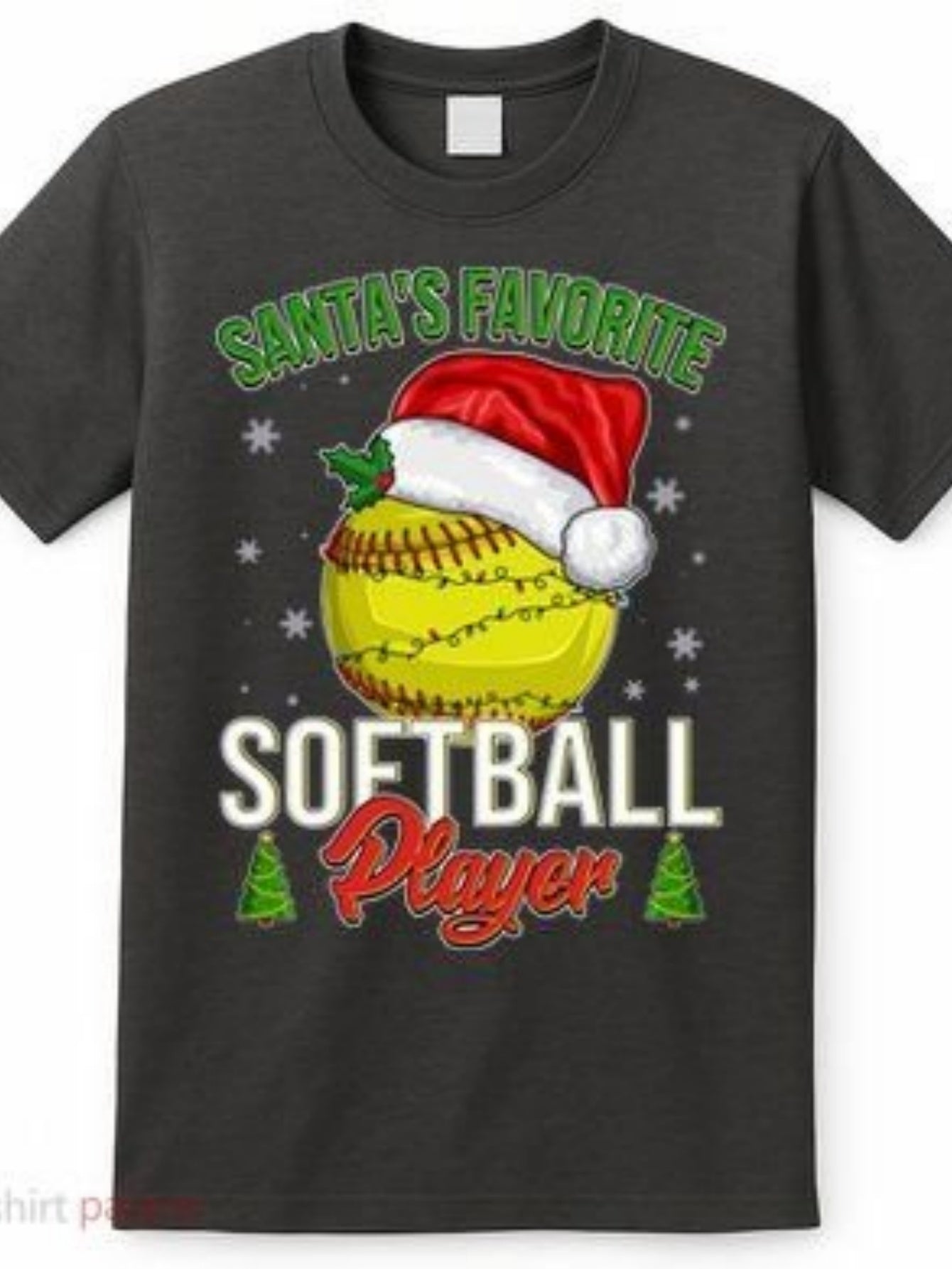 Men's Graphic T-Shirt Santas Favorite With Christmas Hat Softball Player
