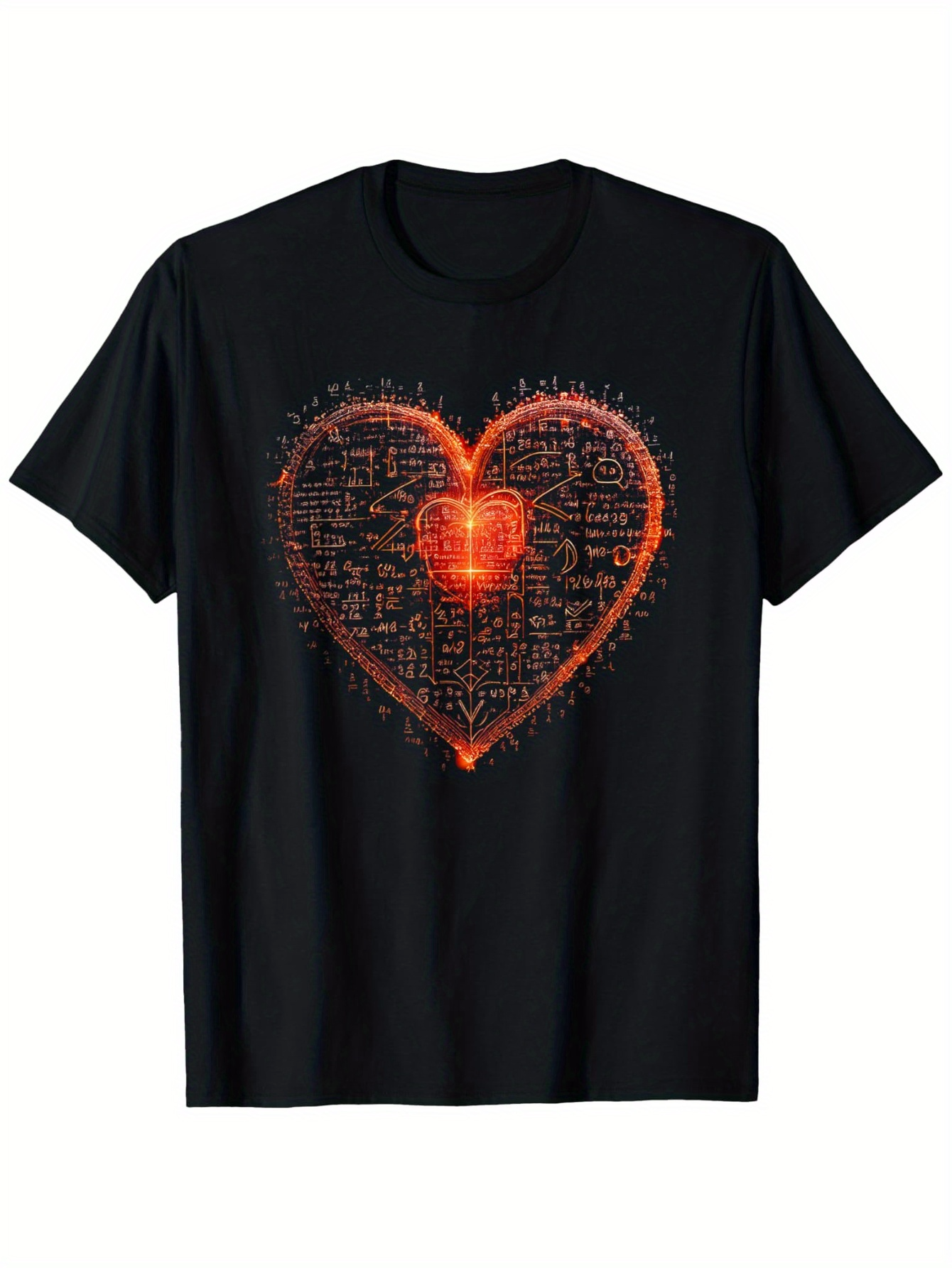 Men's Graphic T-Shirt Fiery Glow Among Flickering Words In Shining Heart