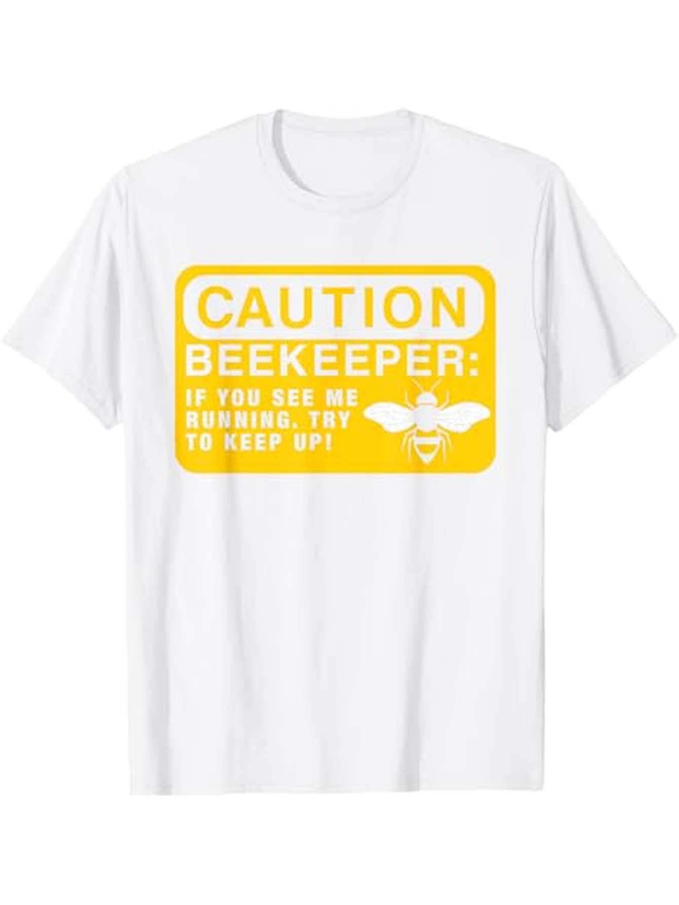 Men's Graphic T-Shirt Caution Beekeeper Vintage Warning Sign With Honey Bee Symbol Shirt