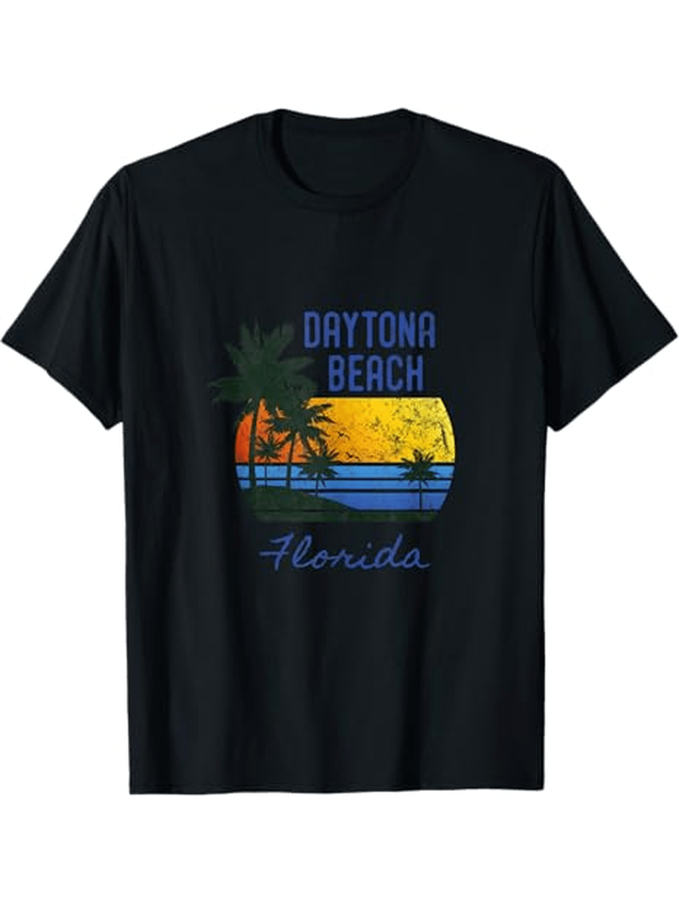 Men's Graphic T-Shirt Daytona Beach Florida Sunset With Palm Trees Ocean Horizon