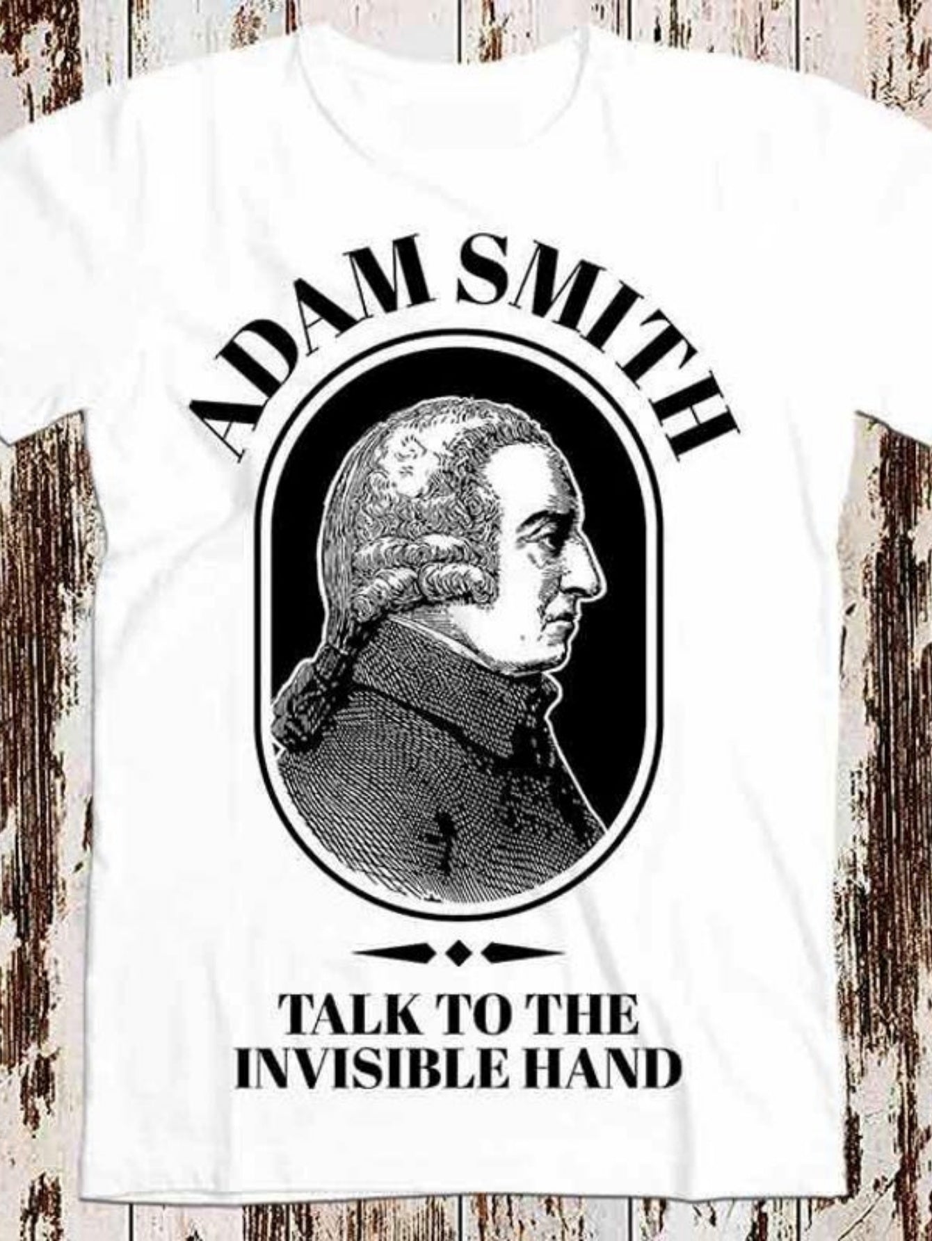 Men's Graphic T-Shirt Adam Smith Talk To The Invisible Hand With Classical Portrait Design