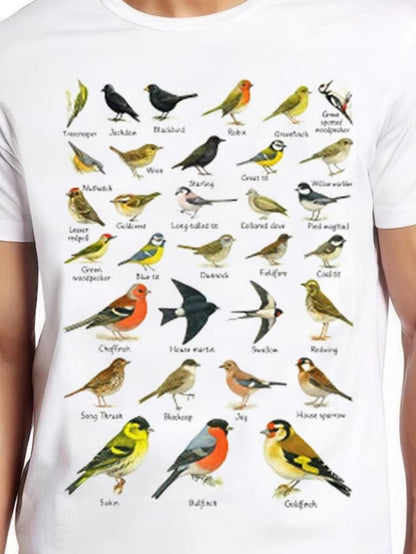 Men's Graphic T-Shirt Colorful Birds Perched Among Lush Branches And Soft Sunlight Bird