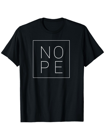 Men's Graphic T-Shirt Nope Minimalist Thin Lined White Square Typography Statement T Shirt