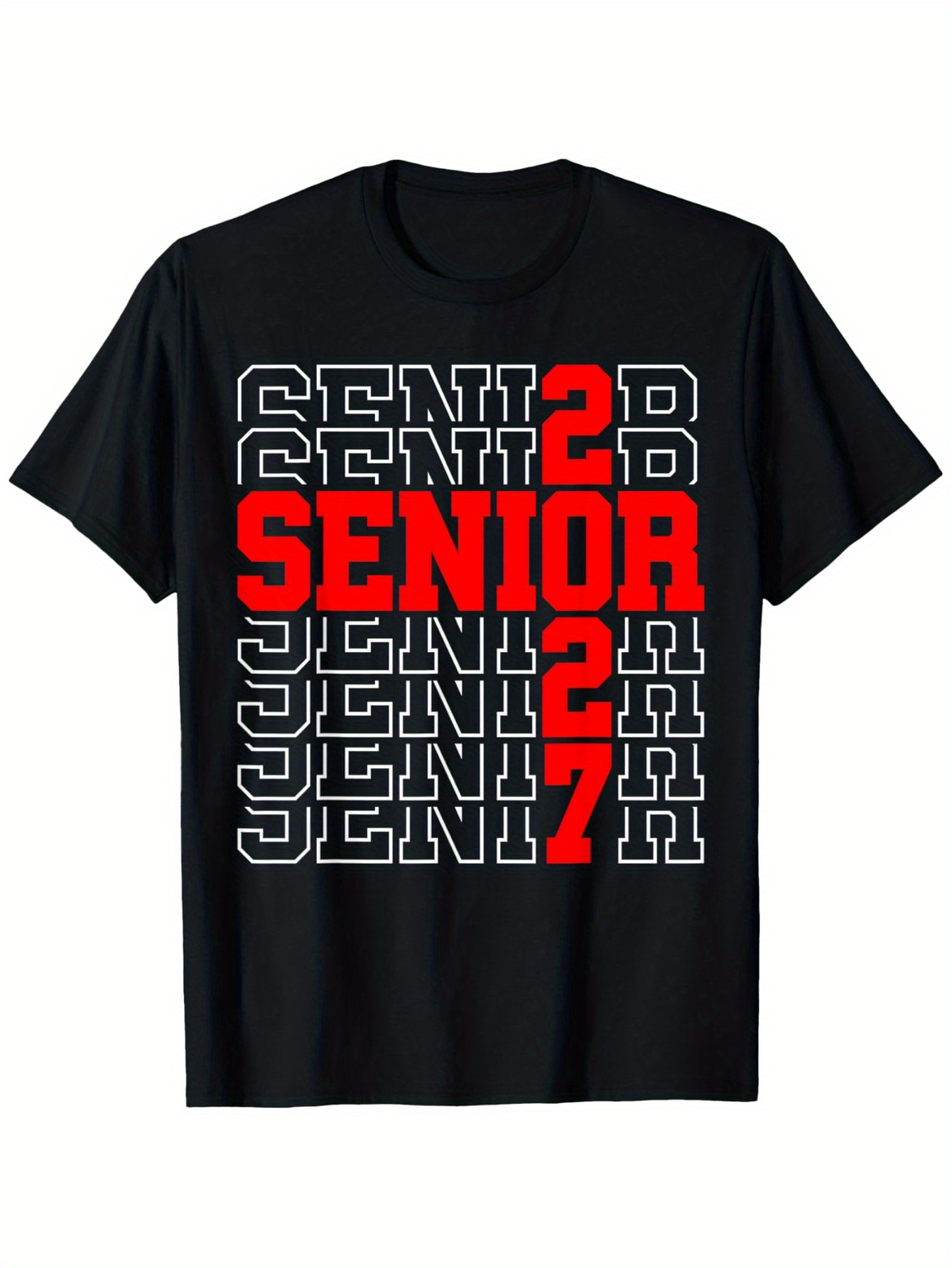 Men's Graphic T-Shirt Bold Red 2027 Graduation Year Words In Repeating Senior Design