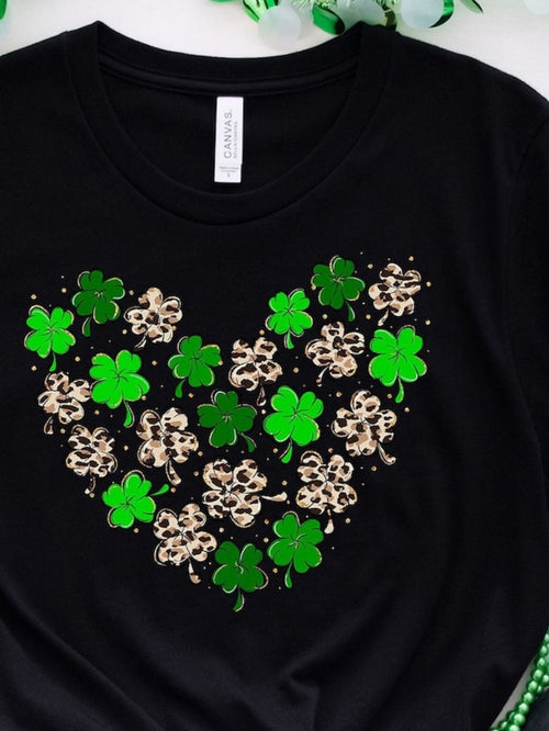Men's Graphic T-Shirt Vivid Leopard Spots Among Bright Green Lucky Shamrock Clover