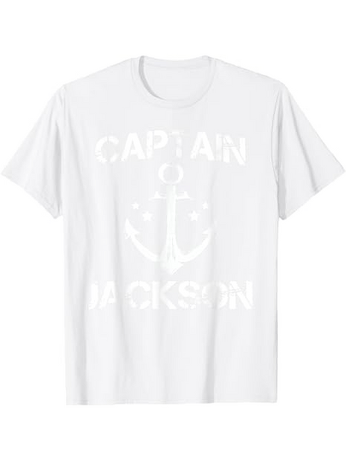 Men's Graphic T-Shirt Captain Jackson Nautical Rope With Large Anchor Emblem T Shirt