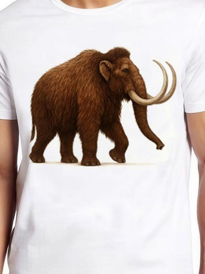 Men's Graphic T-Shirt Majestic Woolly Mammoth Walking On Pristine Snowy Winter Plains Mammoth