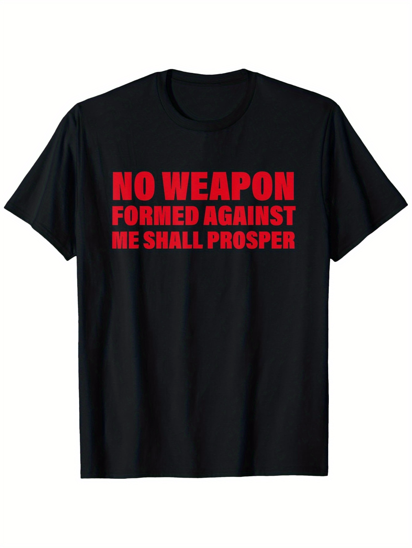 Men's Graphic T-Shirt No Weapon Formed Against Me Bold Red Statement Motivational Black Shirt