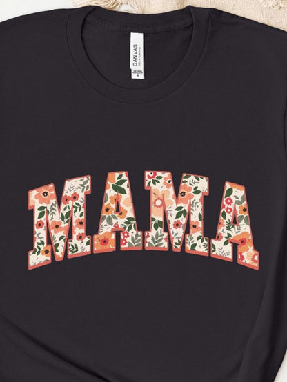 Men's Graphic T-Shirt Floral Letters In Large Font Pattern With Botanical Accents Mama
