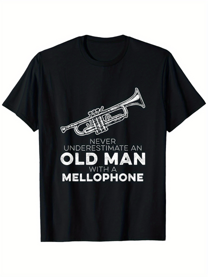 Men's Graphic T-Shirt Never Underestimate An Old Man Playing Proud Mellophone Illustration