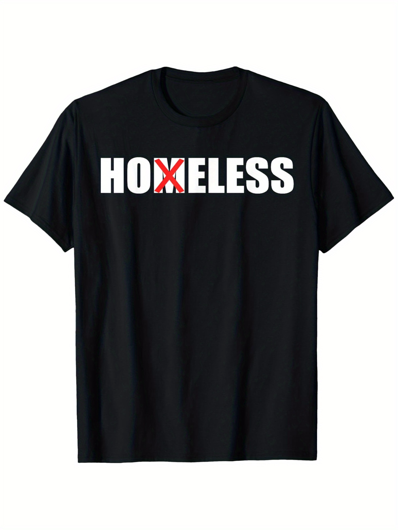 Men's Graphic T-Shirt Bold White Letters With Red X Graphic Among Strong Black Cotton T Shirt