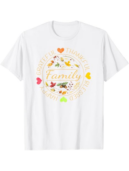 Men's Graphic T-Shirt Graceful Autumn Leaves With Colorful Hearts And Festive Family Wreath