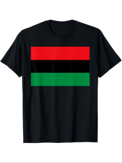 Men's Graphic T-Shirt Bold Red Black And Green Stripes Against Deep Solid Black T Shirt