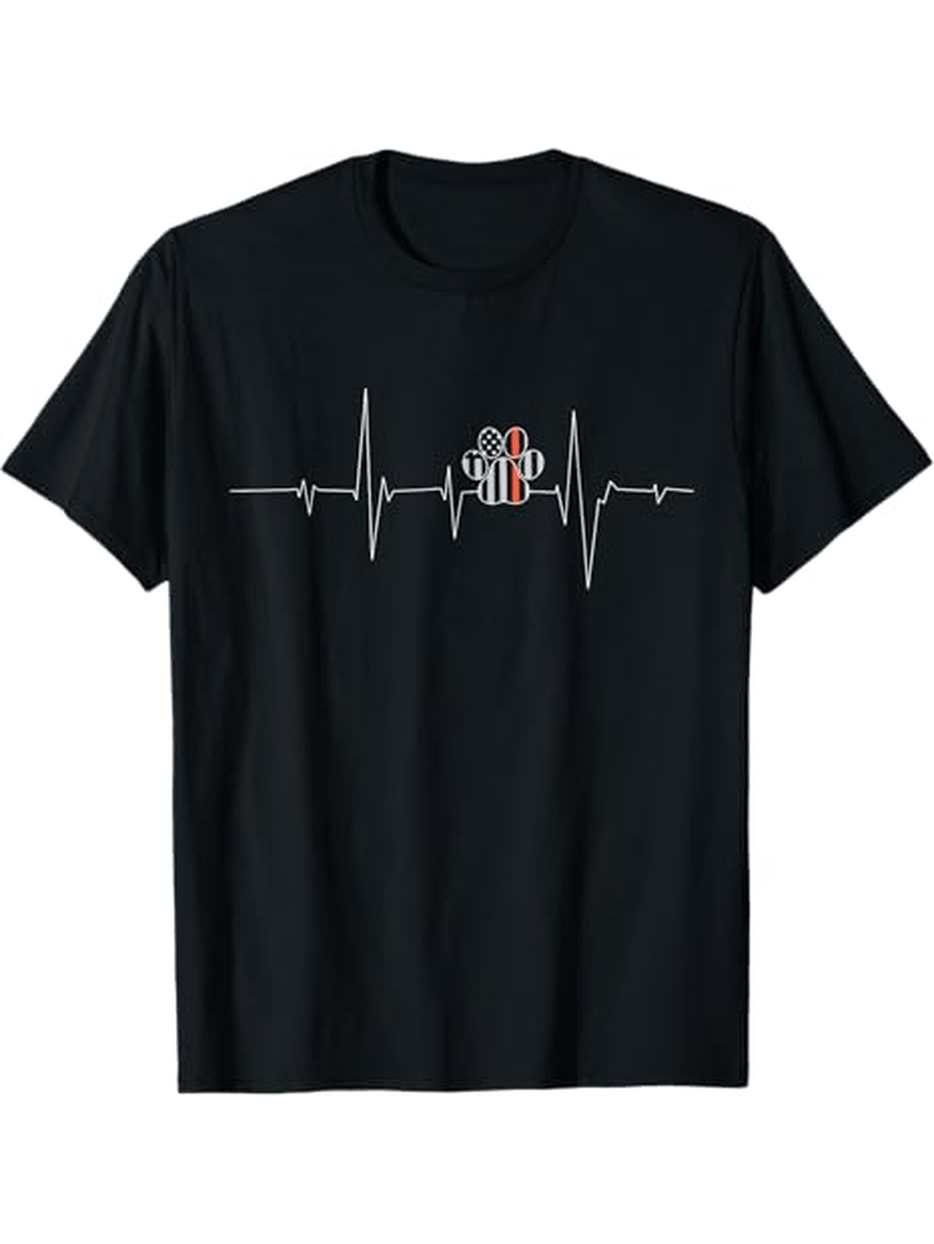 Men's Graphic T-Shirt Heartbeat Line With Barbell And Red Accents Fitness Symbol
