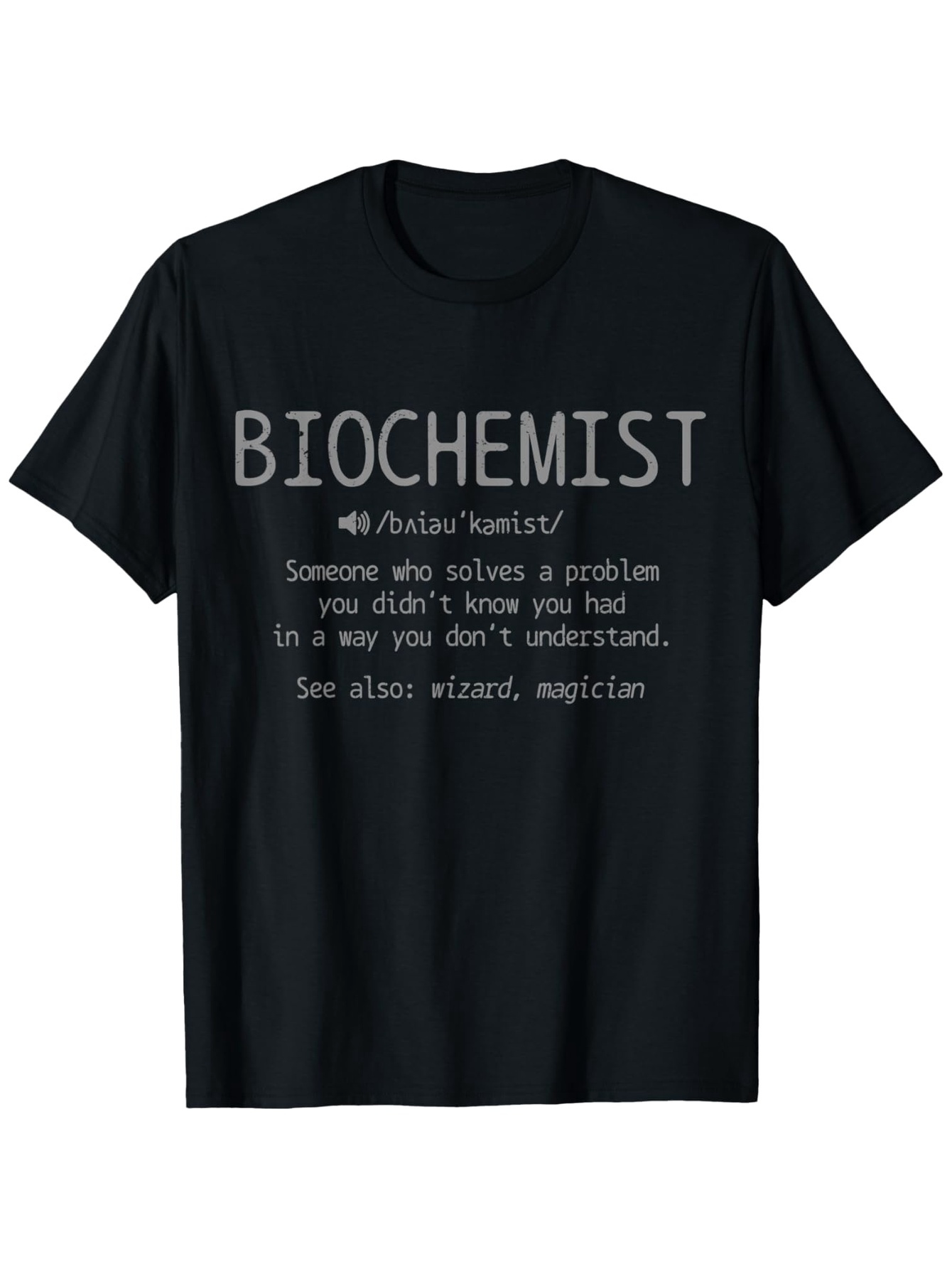 Men's Graphic T-Shirt Biochemist Humorous Dictionary Style Lettering On Black Cotton T Shirt