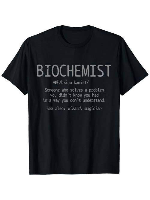 Men's Graphic T-Shirt Biochemist Humorous Dictionary Style Lettering On Black Cotton T Shirt