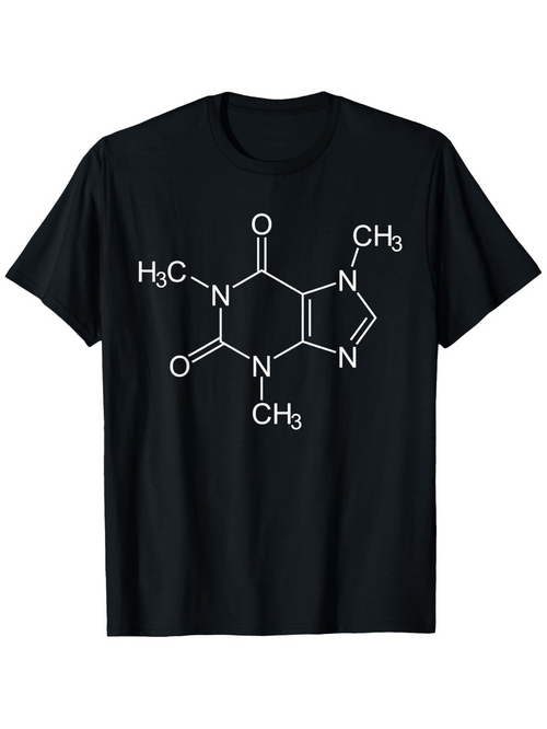 Men's Graphic T-Shirt Chemical Bond Lines With Molecular Formula Structure Caffeine