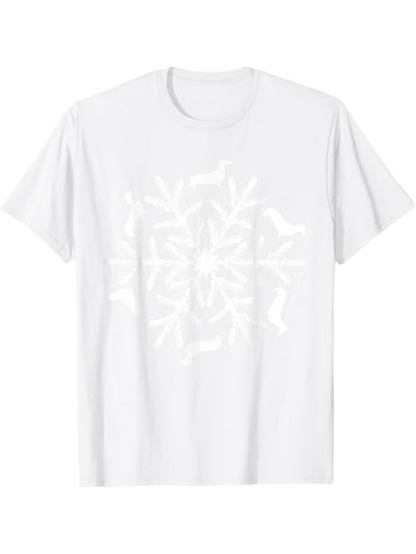 Men's Graphic T-Shirt Playful Dogs In Abstract Rotating Symmetrical Pattern Snowflake Shape