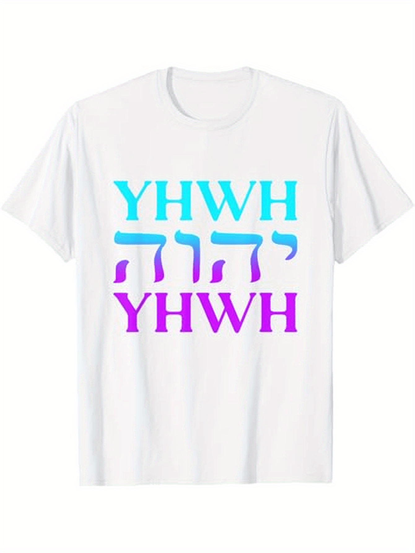 Men's Graphic T-Shirt Gradient Letters With Hebrew Lettering Glow Typography YHWH
