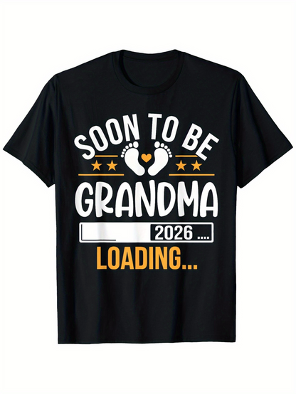 Men's Graphic T-Shirt Soon To Be Grandma Loading Bar With Baby Footprints And Stars
