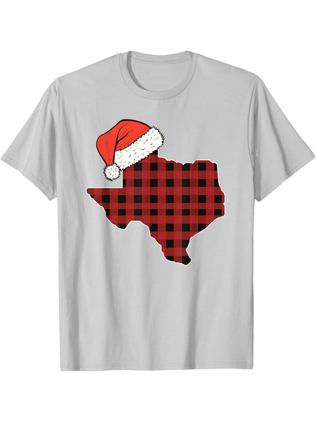 Men's Graphic T-Shirt Plaid Christmas Santa Hat Adorning Cozy Texas Map