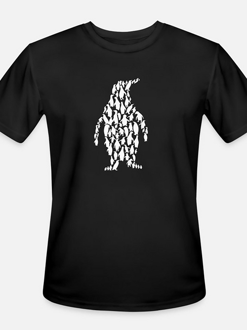 Men's Graphic T-Shirt Playful Penguins Gathering Under Arctic Night Forming Penguin