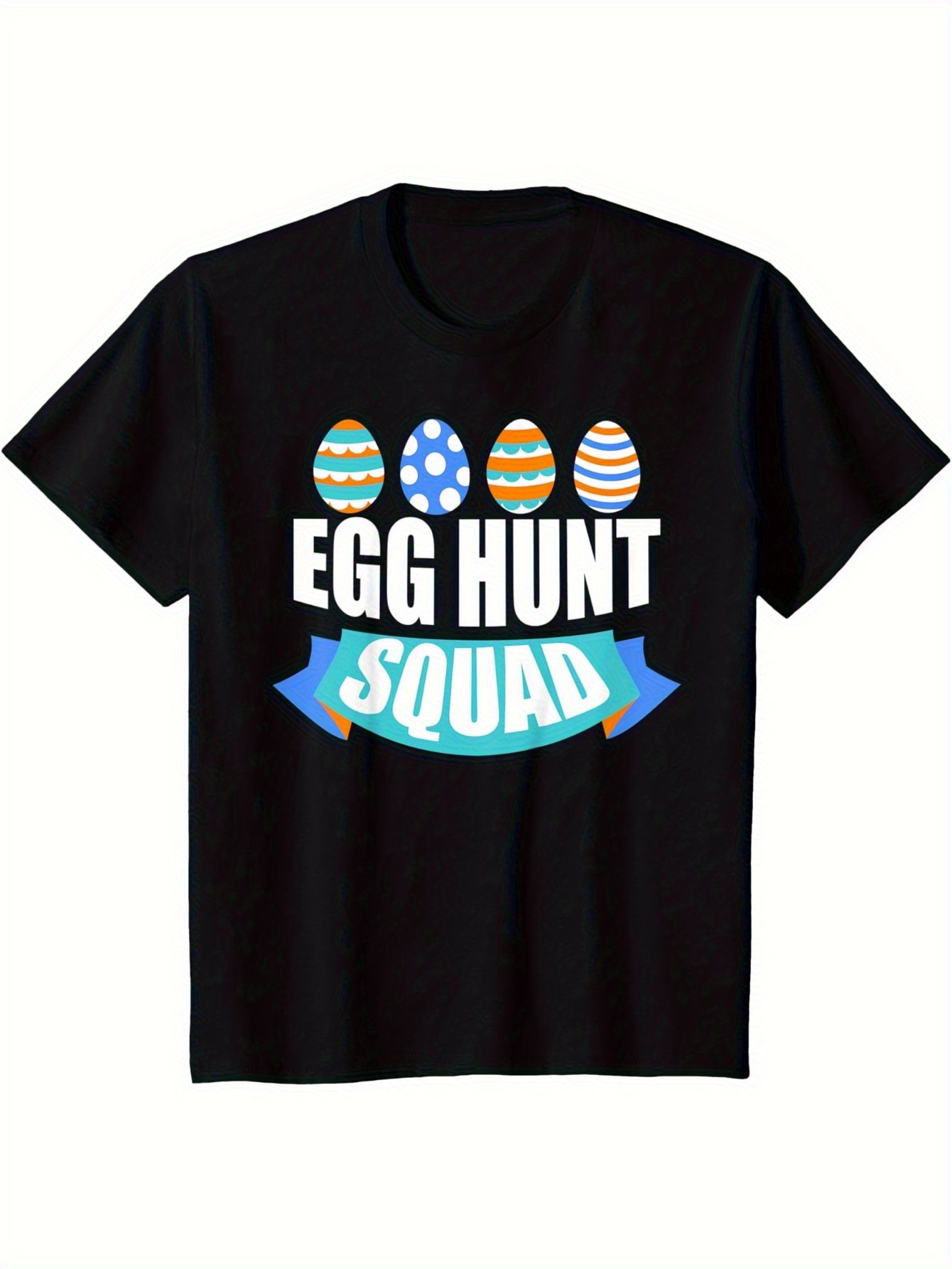 Men's Graphic T-Shirt Egg Hunt Squad Colorful Painted Eggs On Festive Banner