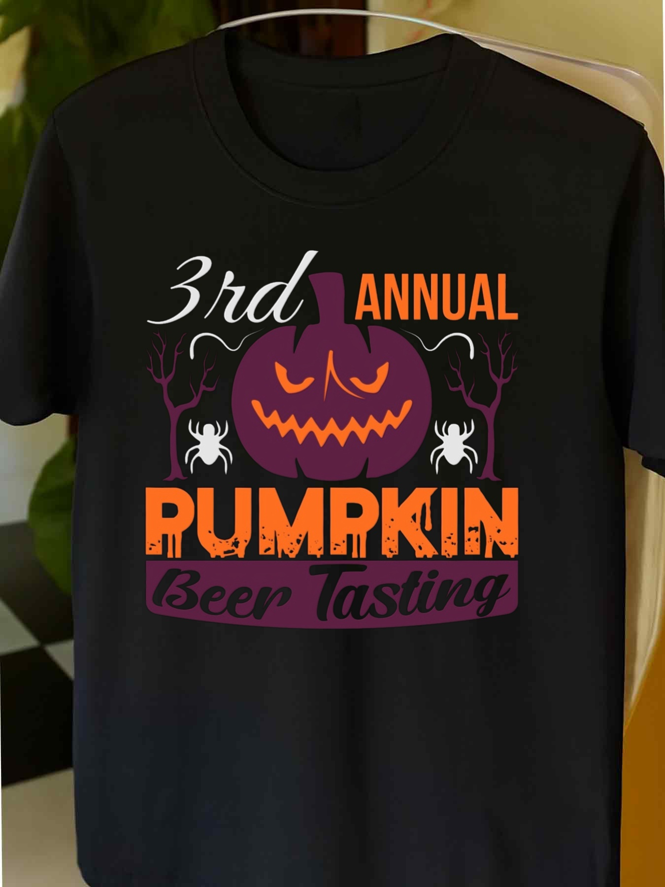 Men's Graphic T-Shirt 3rd Annual Pumpkin Beer Tasting With Spooky Jack O Lantern