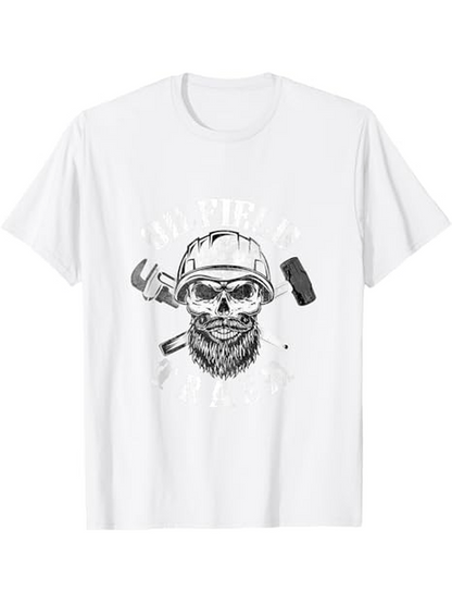 Men's Graphic T-Shirt Just Skilled Grunge Effect Worker Skull With Helmet Illustration