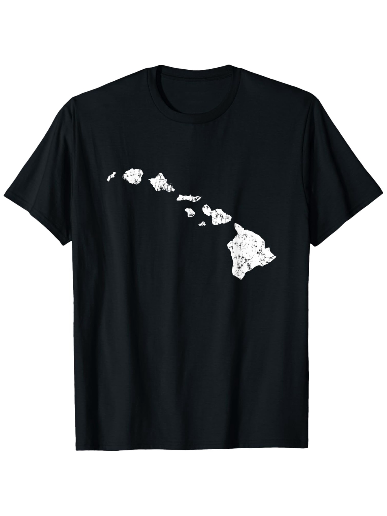 Men's Graphic T-Shirt Minimal Black Shirt With White Hawaii Island Silhouette Map